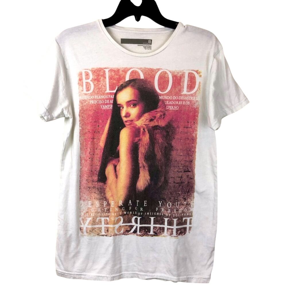 Cotton On Blood Thirsty Vampire Unisex Graphic Print T Shirt Short Sleeve